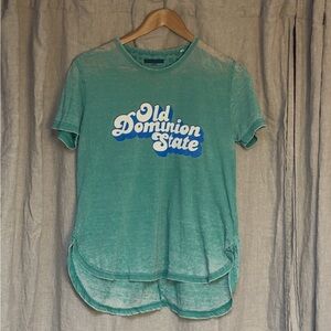 Old Dominion State Burnout Graphic Tee Vintage Wash High-Low Hem Green T-Shirt